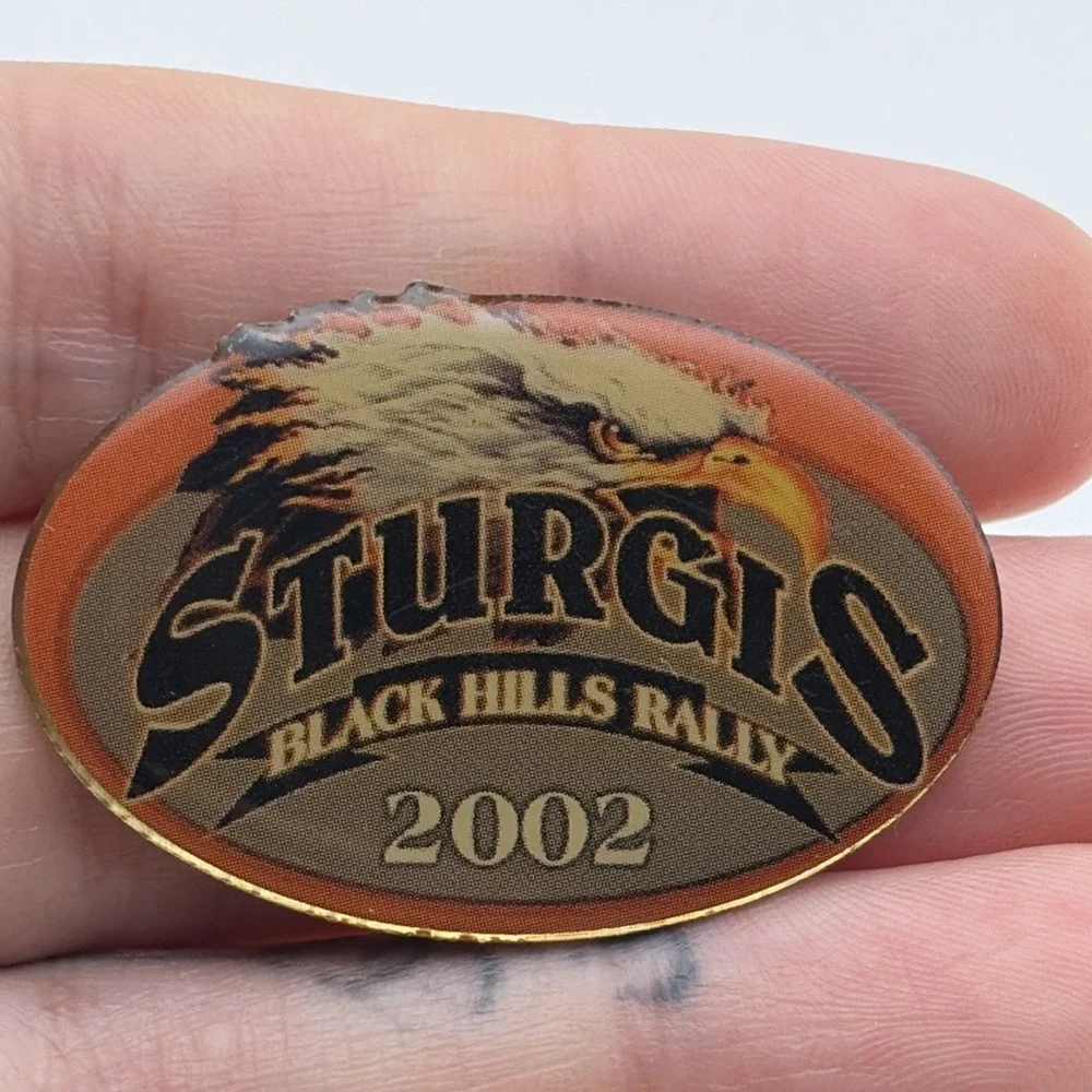 2002 Sturgis Black Hills Rally Motorcycles Bald Eagle Bird Lapel Hat Pin